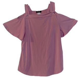 Nwt Espresso women’s cold shoulder short ruffle sleeve top size small new pink